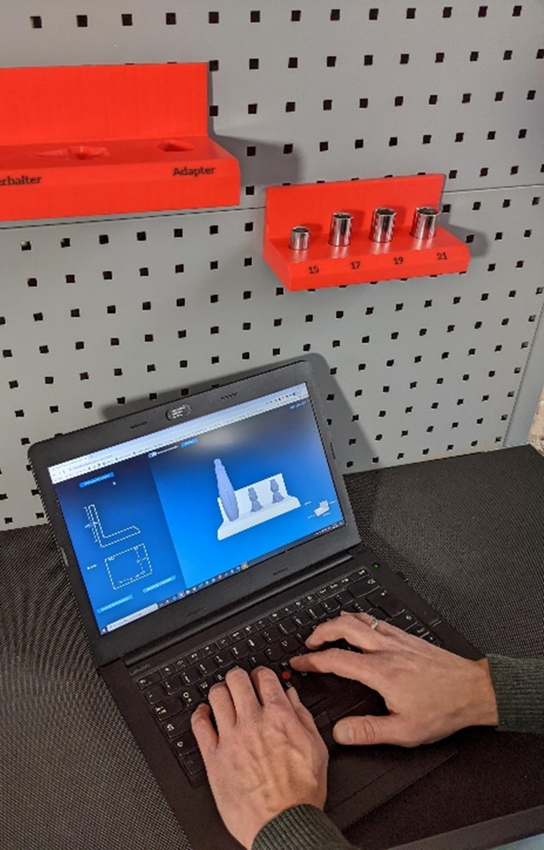 A 3D printed tool organizer designed in fixturemate by DB